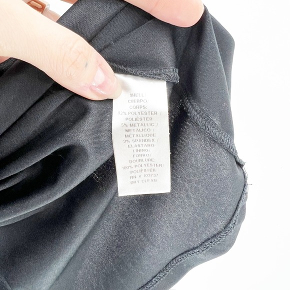 Donna Morgan Silver Metallic Knit Dress Flutter Sleeve V Neck Evening Formal - Picture 7 of 7